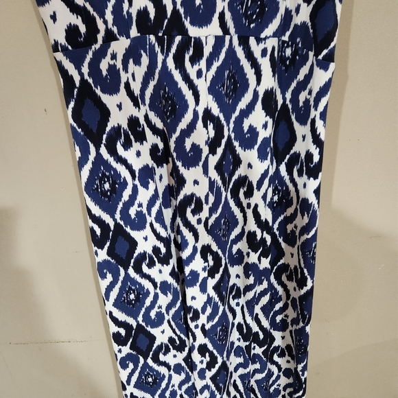 Michael Kors Maxi Dress Size Medium Navy Blue And White Print - Picture 6 of 6
